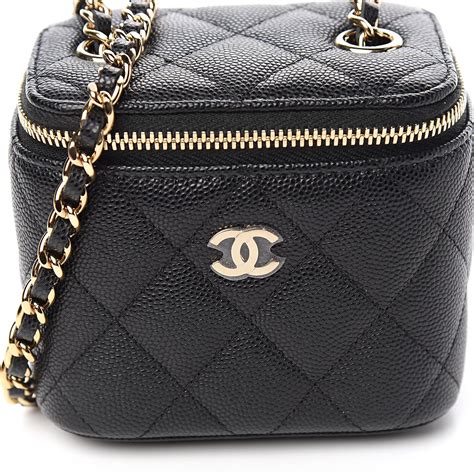 chanel mini vanity caviar|CHANEL Caviar Quilted Mini Vanity Case With Chain Light.